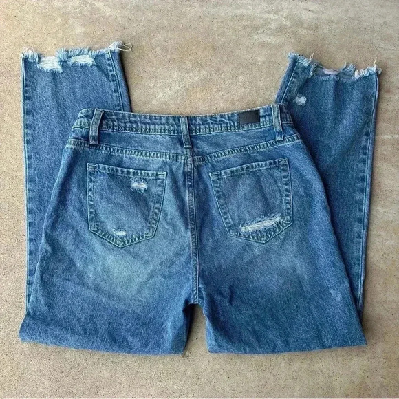 Women’s Flamingo Ankle Cropped Destressed High Waist Deniem Jeans Medium/28 - Picture 2 of 16